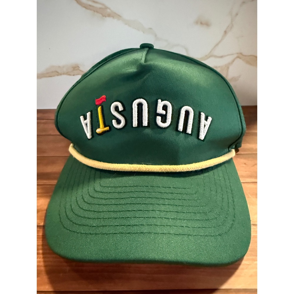 Augusta Golf Green Rope Snapback Hat Perforated Trucker Cap Upside Down Logo